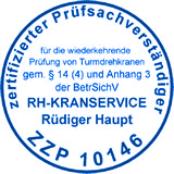 Zertifizierter Prüfsachverständiger Turmdrehkrane ZZP10146